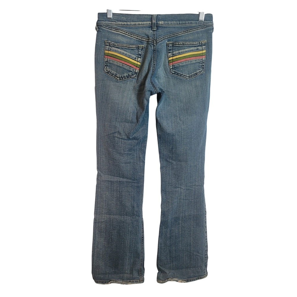 Mavi Allegra 147 Reggae Jeans Blue Rainbow Stripe Back Pocket Bootcut 28/32 Y2K‎